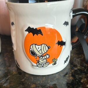 Rae Dunn Snoopy Mummy Mug - White and Orange